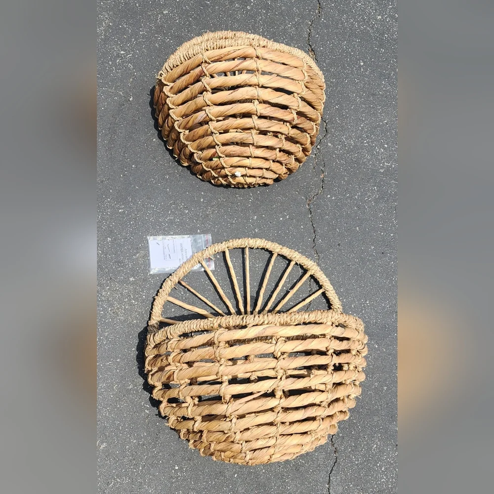 NWT Rattan Wall Pockets - Set of 2